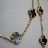 Colar Van Cleef Longo Vintage Alhambra 20 motivos Ônix em Ouro Amarelo
