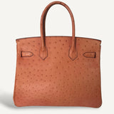 Bolsa Hermès Birkin 30 Ostrich Orange com Ferragens Gold
