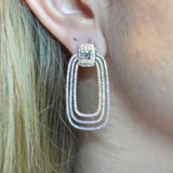 Brinco de Ouro com Diamantes Retângular P9,1 - 2,29CT