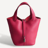 Bolsa Hermès Picotin 18 Clemence Rose Shocking com Ferragens Palladium