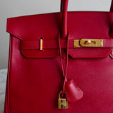 Bolsa Hermès Birkin 35 Epsom Clemence com Ferragens Douradas
