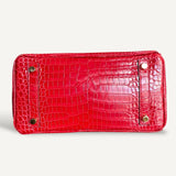 Bolsa Hermès Birkin 25 Croco Shiny Braise com Ferragens Gold