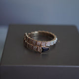 Pulseira Bvlgari Serpenti Viper Rose Gold com Pavê de Diamantes e Pedra em Ônix