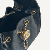 Bolsa Chanel 25 Mini Caviar Preta com Ferragens Douradas