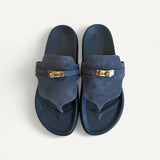 Sandália Hermès Empire Bleu Navy com Ferragens Palladium