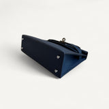 Bolsa Hermès Mini Kelly Epsom Bleu de Prusse com Ferragens Palladium