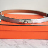 Cinto Hermès Kelly 18 Epsom Silver com Ferragens Palladium