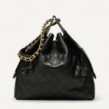 Bolsa Chanel 25 Medium Preta com Ferragens Douradas