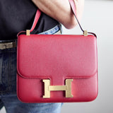 Bolsa Hermès Constance 24 Epsom Rouge com Ferragens Gold