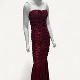 Vestido Dolce & Gabbana Sequined Long Dress Red