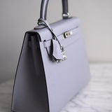 Bolsa Hermès Kelly 25 Epsom Gris Pantin com Ferragens Palladium