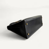Bolsa Hermès Kelly 32 Calf Box Noir Vintage com Ferragens Gold