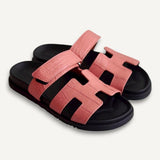 Sandália Hermès Chypre Croco Rose Bois de Santal