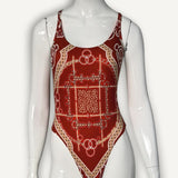 Conjunto Hermès Malliot de Bain Cameron Mors Et Gourmettes Rouge