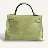 Bolsa Hermès Mini Kelly Alligator Matte Jaune Bourgeon com Ferragens Palladium