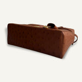 Bolsa Loro Piana Extra L27 Ostrich Sand Haze com Ferragens Douradas