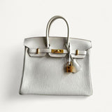 Bolsa Hermès Birkin 25 Veau Togo Gris Pale com Ferragens Gold
