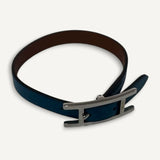 Pulseira Hermès Behapi em Couro Bleu com Ferragem Palladium