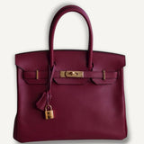 Bolsa Hermès Birkin 30 Epsom Retourne Carmim com Gold Hardware
