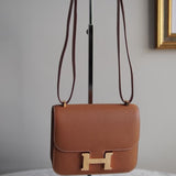 Bolsa Hermès Constance 18 Epsom Gold com Ferragens Gold