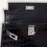 Bolsa Hermès mini kelly alligator Matte Noir com Ferragens Palladium