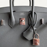 Bolsa Hermès Birkin 25 Epsom Sellier Gris Mouette com Ferragens Palladium