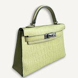 Bolsa Hermès Mini Kelly Alligator Matte Jaune Bourgeon com Ferragens Palladium