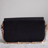 Bolsa Tiracolo Gucci Wallet on Chain Horsebit 1955 Mini Cristais Preta