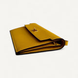Carteira Hermes Kelly Pocket Long Wallet Yellow Mysore com Ferragens Gold