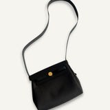 Bolsa Hermès Mini Herbag Toile Militaire Dark Bronze | Noir com Ferragens Gold