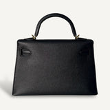 Bolsa Hermès Mini Kelly Epsom Noir com Ferragens Gold