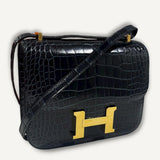 Bolsa Hermes Constance 18  Croco Com Ferragens Gold