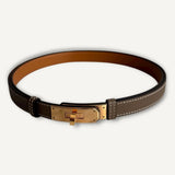 Cinto Hermès Kelly Epsom Etoupe com Ferragens Rose