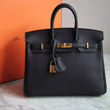 Bolsa Hermès Birkin 25 Togo Noir com Ferragens Gold