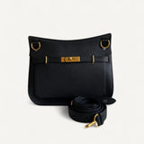Bolsa Hermès Jypsiere Noir com Ferragens Gold