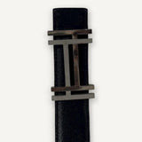 Cinto Hermès H  au Carré Reversible Etoupe/Noir com Ferragens Palladium