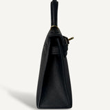 Bolsa Hermès Mini Kelly Epsom Noir com Ferragens Gold