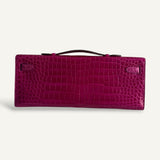 Bolsa  Hermès Kelly Cut Croco Shiny Rose Scheherazade com Ferragens Palladium