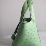 Bolsa Hermès Picotin 14 Ostrich Vert Crique com Ferragens Palladium