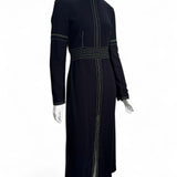 Vestido Burberry Midi Preto com Detalhes Verde Neon