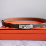 Cinto Hermès Kelly Epsom Etoupe com Ferragens Palladium