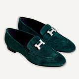 Mocassim Hermès Paris Veludo Verde