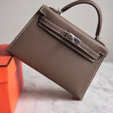 Bolsa Hermès Mini Kelly Epsom Etoupe com Ferragens Palladium