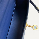 Bolsa Hermès Mini Kelly Alligator Shiny Bleu Saphir com Ferragens Gold