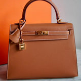 Bolsa Hermès Kelly 25 Epsom Sellier Gold com Ferragens Gold