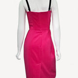 Vestido Midi Dolce & Gabbana Rosa com Alça Preta - Tam 40