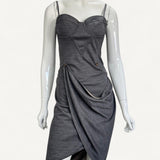Vestido Burberry Corset Midi Cinza em Malha