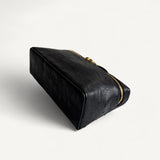 Bolsa Loro Piana Extra Pocket L19 Ostrich Black com Ferragens Douradas