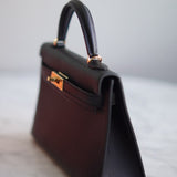 Bolsa Hermès Mini Kelly Epsom Noir com Ferragens Gold