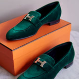 Mocassim Hermès Paris Veludo Verde